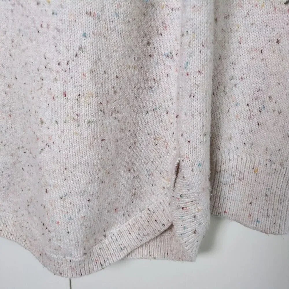 Loft Womens Speckled Knit Sweater Long Sleeve Crew Neck Size M Beige